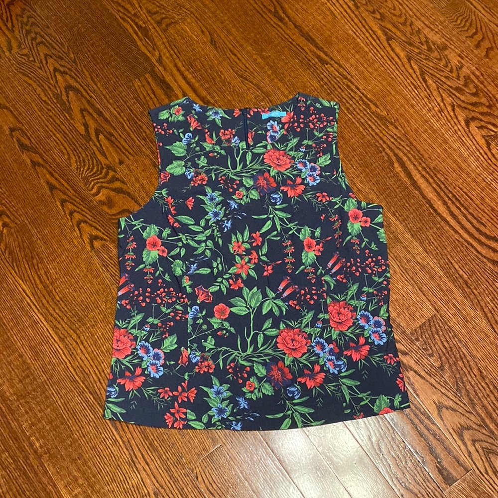 J. McLaughlin Floral Sleeveless Blouse - Black, Red, Green, Blue